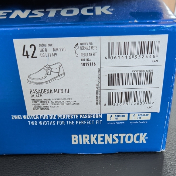 Birkenstock "Pasadena" Unisex Black Suede Loafers Ladies 11/Men's 9 - Picture 2 of 8